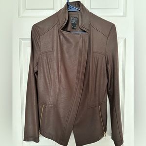 Chocolate Brown Clara Sun Woo Liquid Leather Jacket - Small